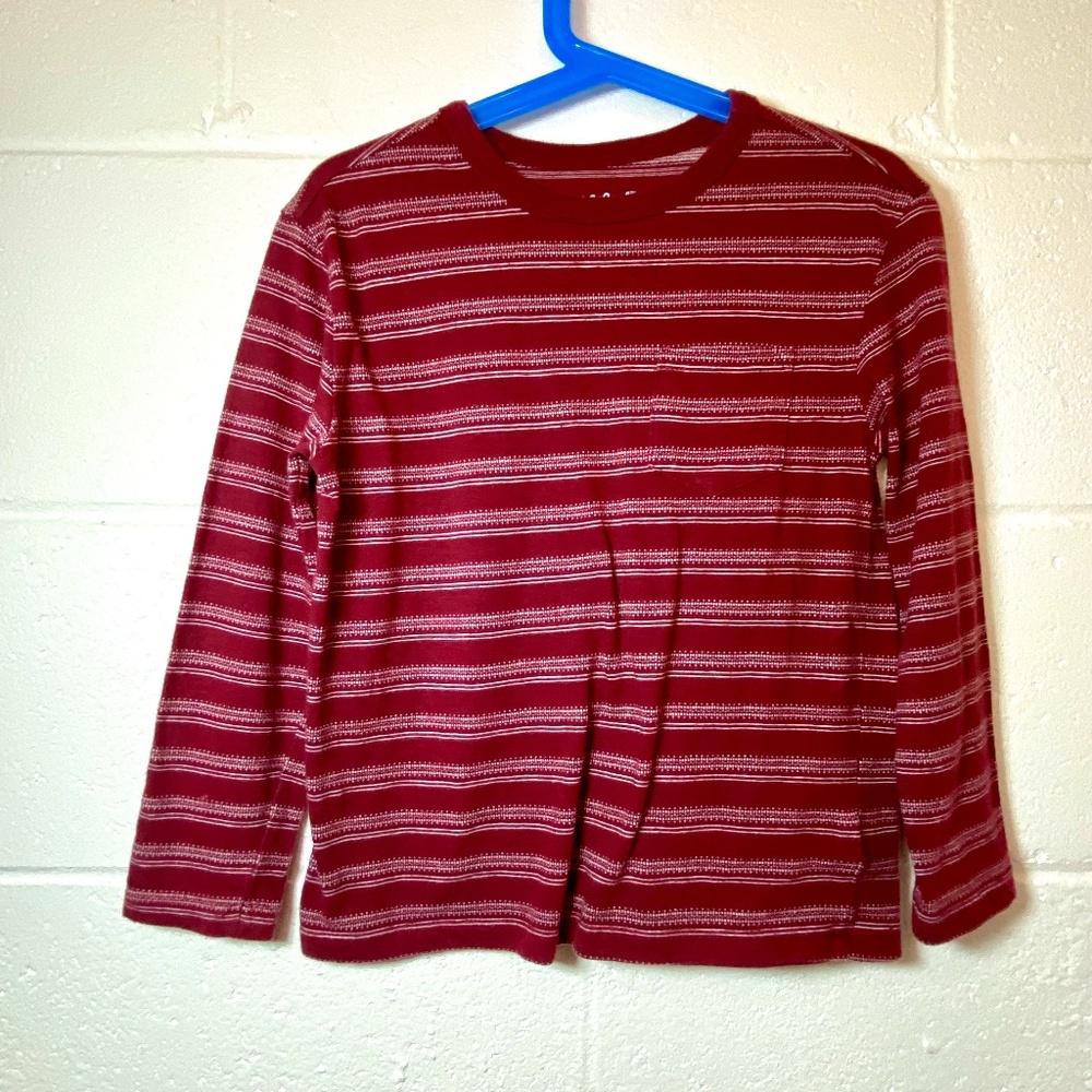 Cat & Jack Long Sleeve Burgundy with White Striped Shirt